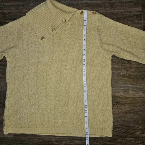 Vintage Hunters Run Gold Long Sleeve Button Cowl Neck Womens Sweater Sz M - Picture 10 of 12